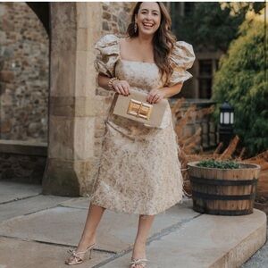 Antonio Melani X Nicola Bathie Claire Metallic
Floral Jacquard Dress Size 2